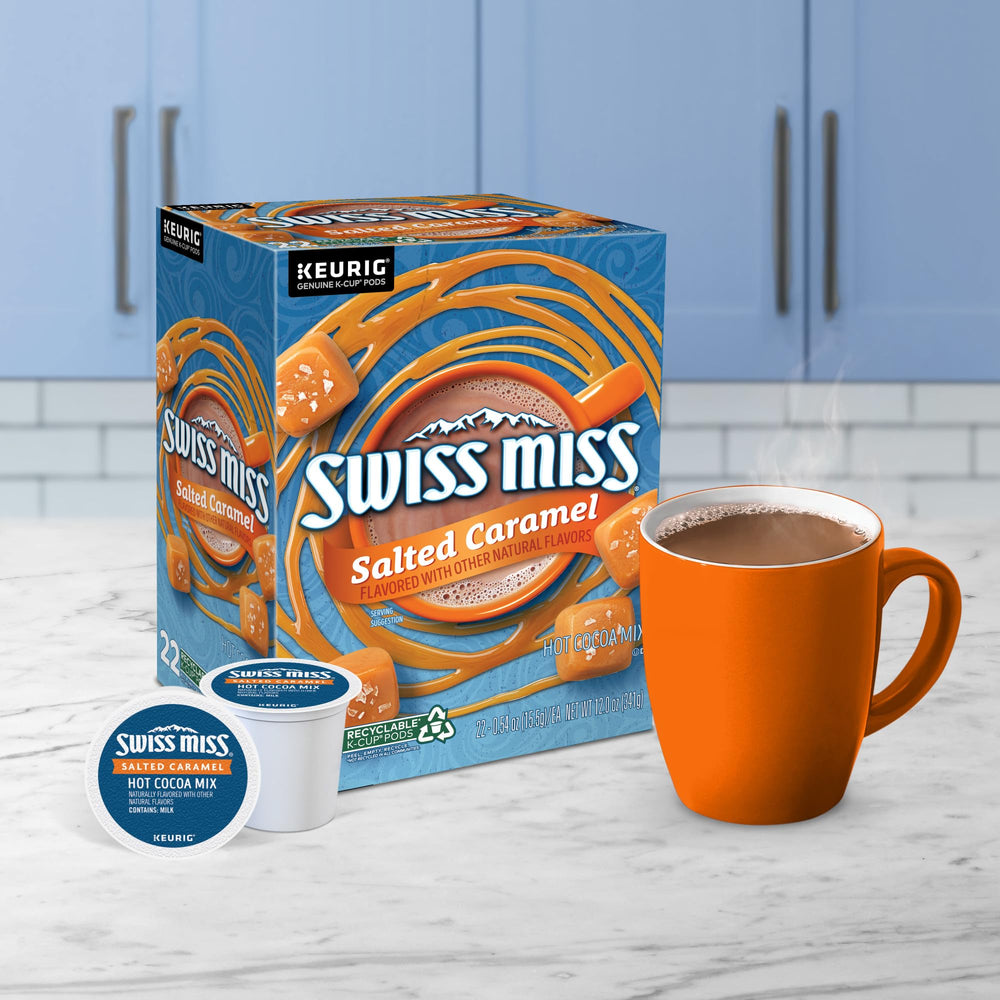 Swiss Miss pod inserted in Keurig brewer for fast on-demand brewing