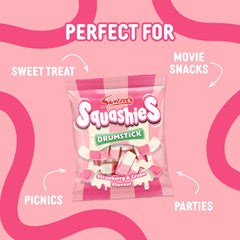 Hand holding a Swizzels piece showing brand and soft marshmallow-like chew for tasting