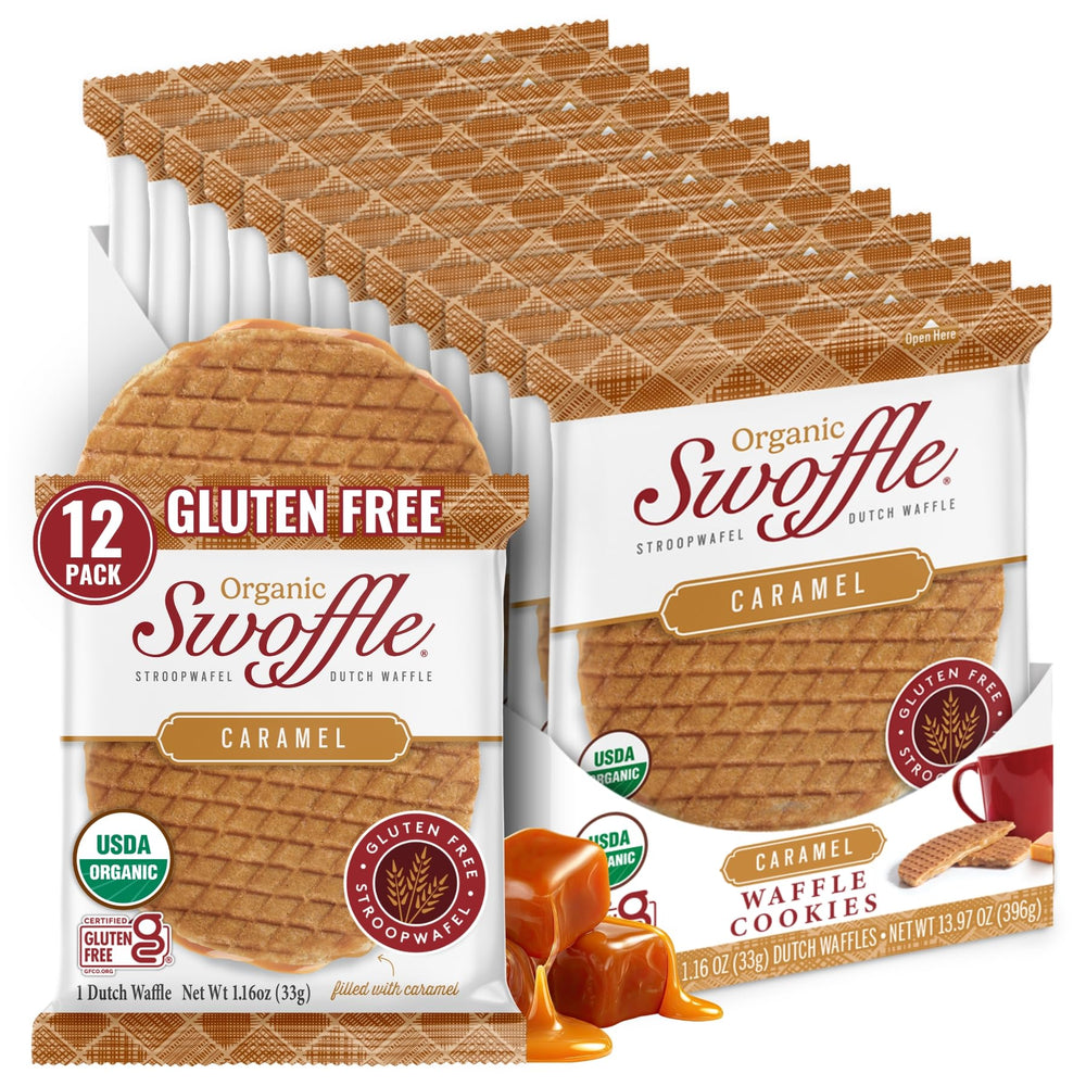 Swoffle front packaging showing organic gluten-free label and benefit for clean ingredients