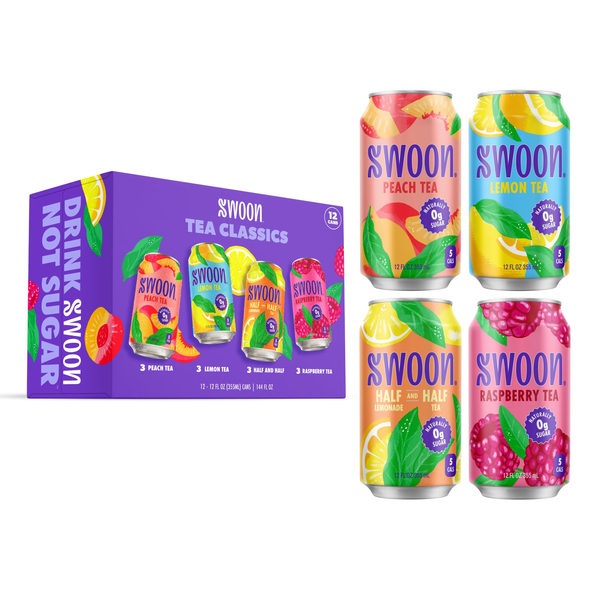Swoon front pack shot showing variety pack benefits