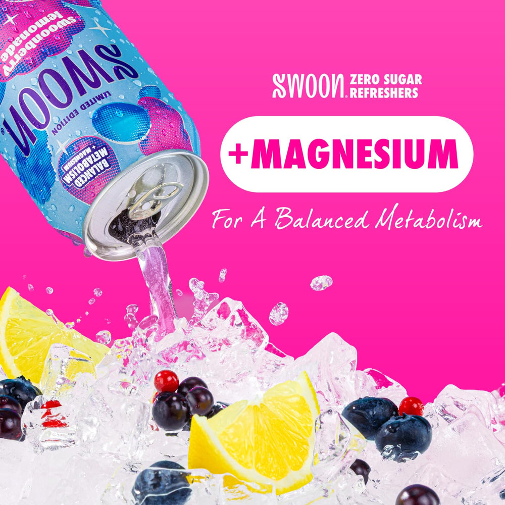 Swoon Swoonberry can next to a soda can for size comparison and portion clarity