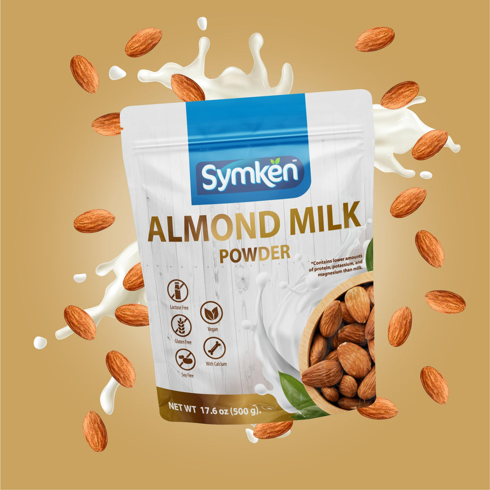 pouring SYMKEN almond milk into a latte, froths well for coffee lovers