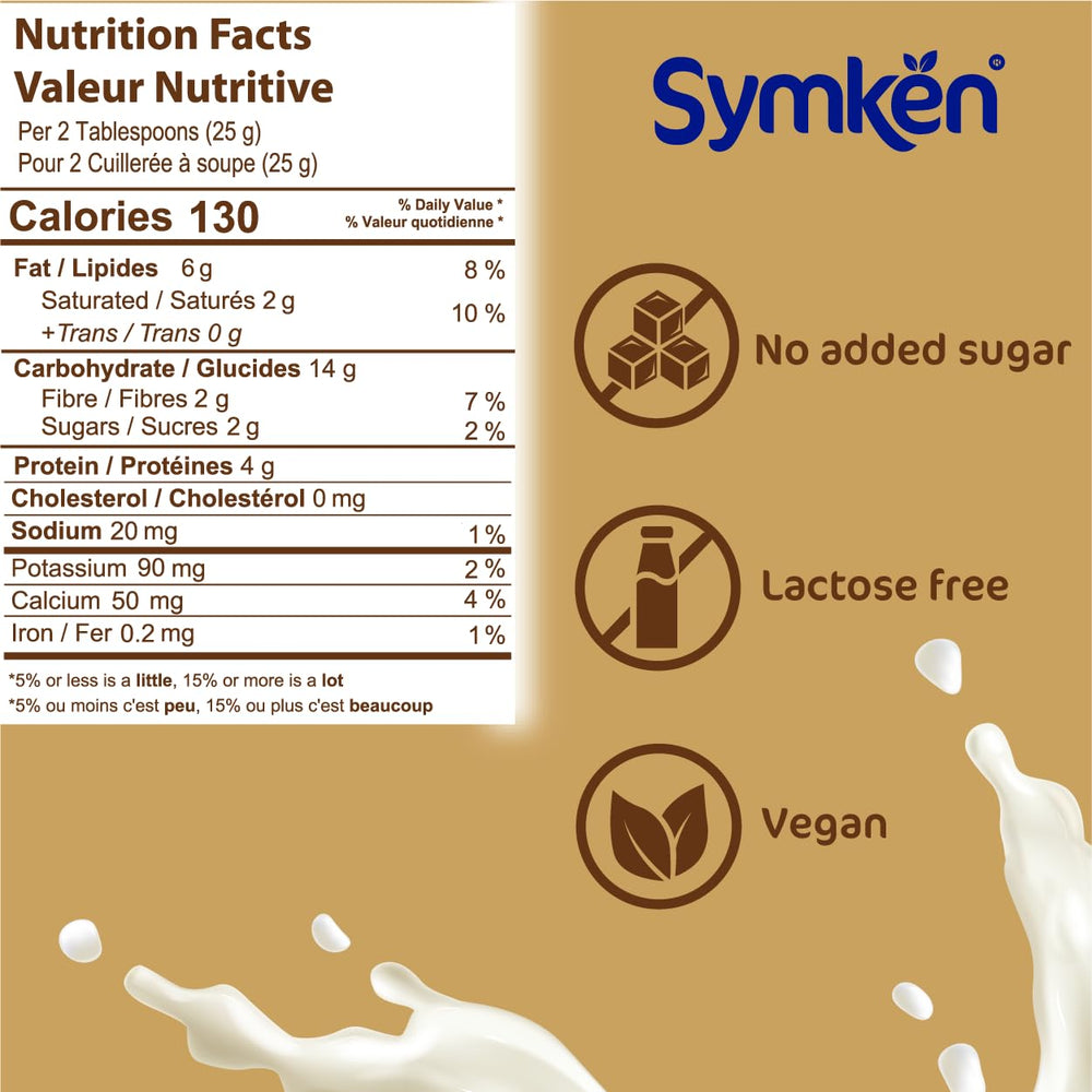 close-up of SYMKEN almond powder texture, fine granules for smooth mixing