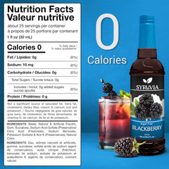 SYRUVIA nutrition label close-up highlighting sugar-free, kosher, gluten-free info