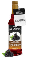 SYRUVIA bottle front label showing blackberry flavor and size benefits