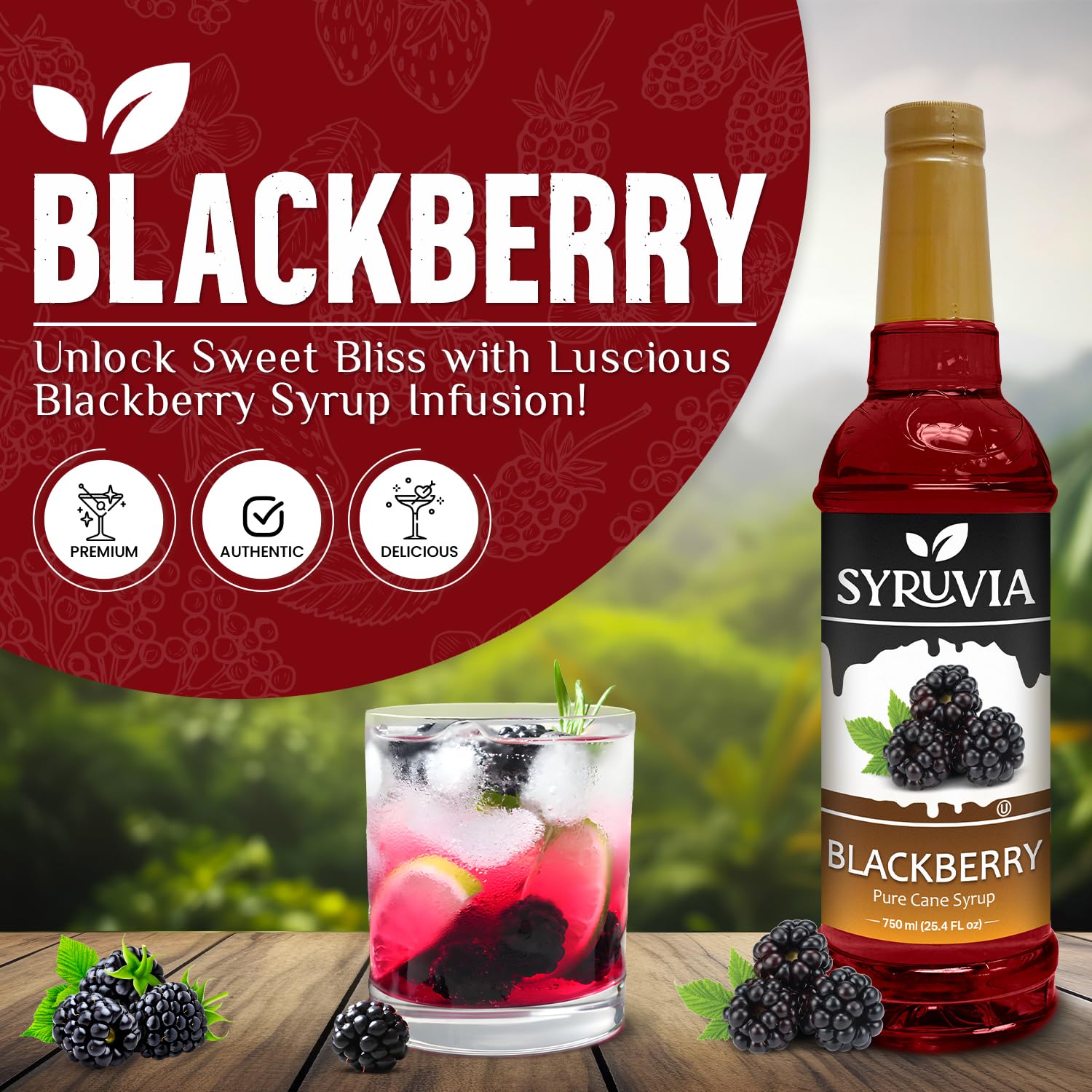 SYRUVIA syrup pouring to show glossy texture and easy mixing benefit