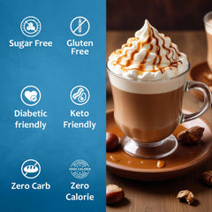 SYRUVIA bottle next to coffee cup to show 25.4 fl oz scale and value