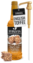 SYRUVIA front bottle shot showing label and toffee flavor benefit