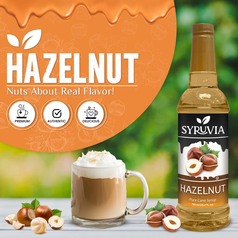 Close-up of Syruvia label highlighting flavor and Kosher certification benefits