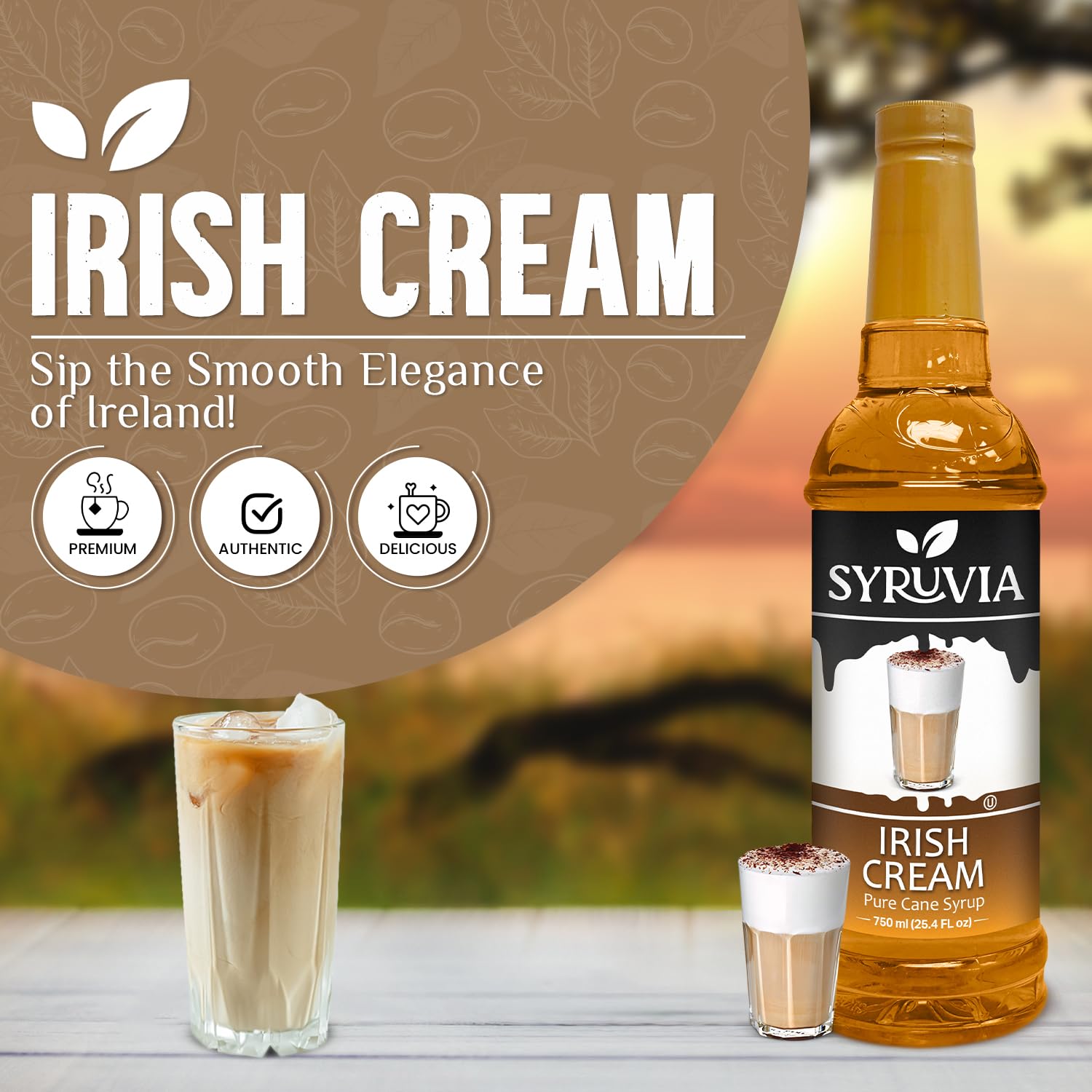 SYRUVIA syrup close-up texture highlighting smooth viscosity for easy mixing