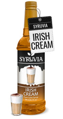 SYRUVIA front label showing Irish Cream flavor and bottle size for clear product info