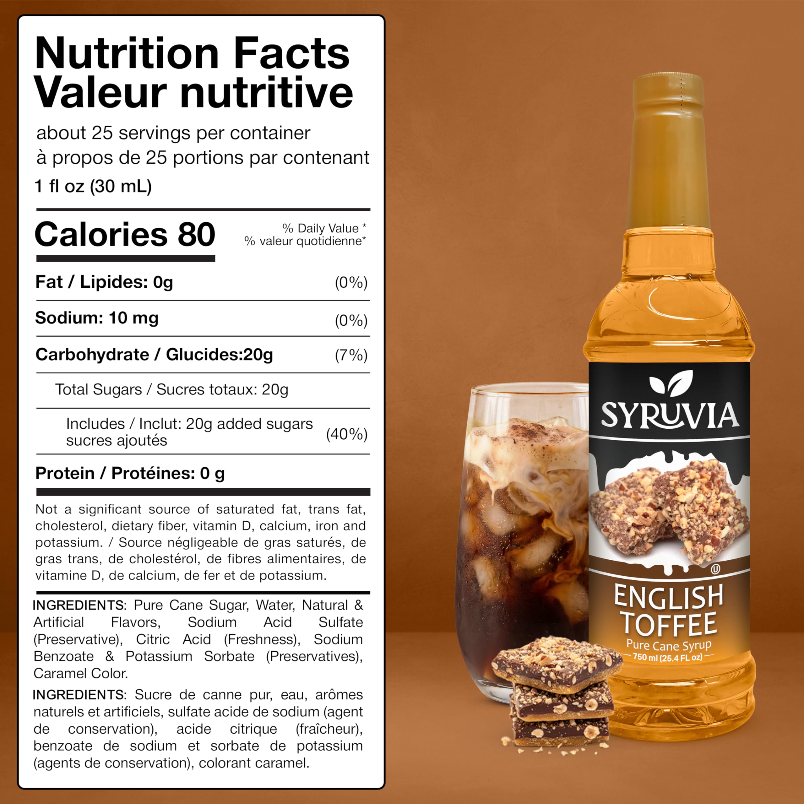 SYRUVIA label detail with ingredients clearly visible for quality assurance