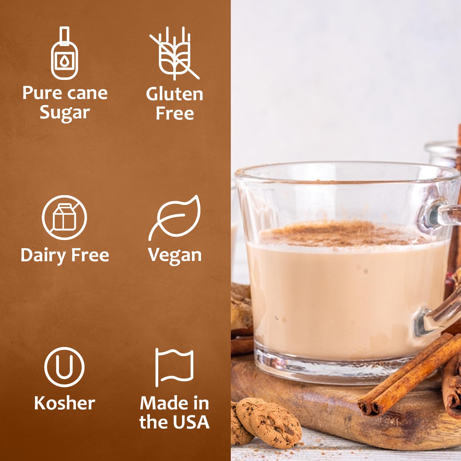SYRUVIA flavored latte with drizzle demonstrating café-style flavor