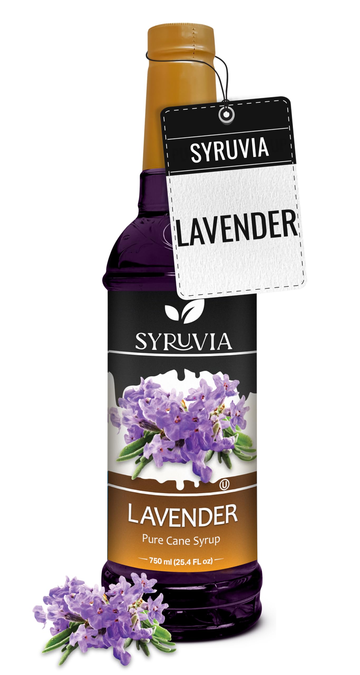Syruvia front label showing lavender flavor and bottle details for easy selection