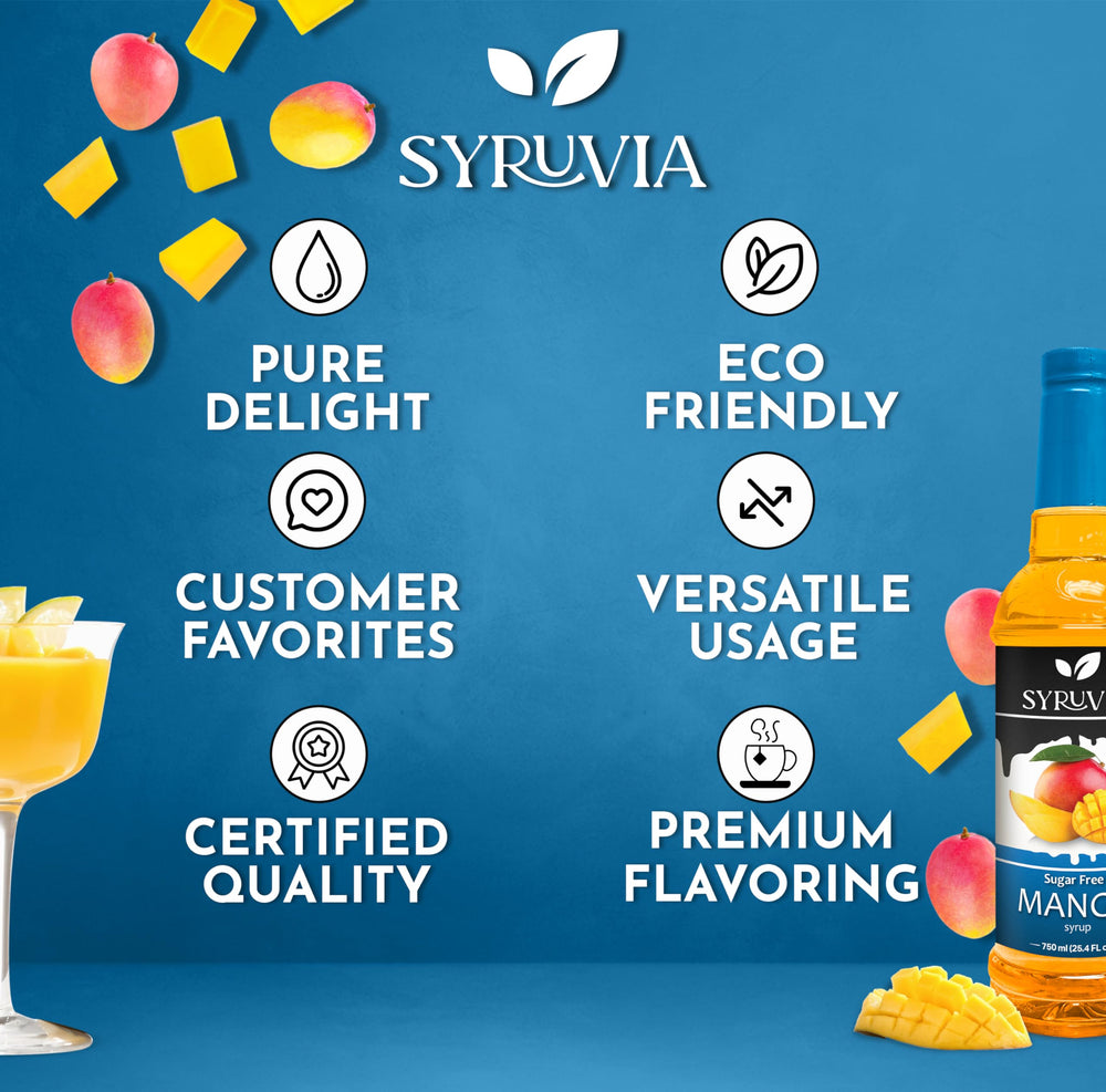 SYRUVIA mixed into lemonade illustrating bright mango flavor and calorie-free sweetness