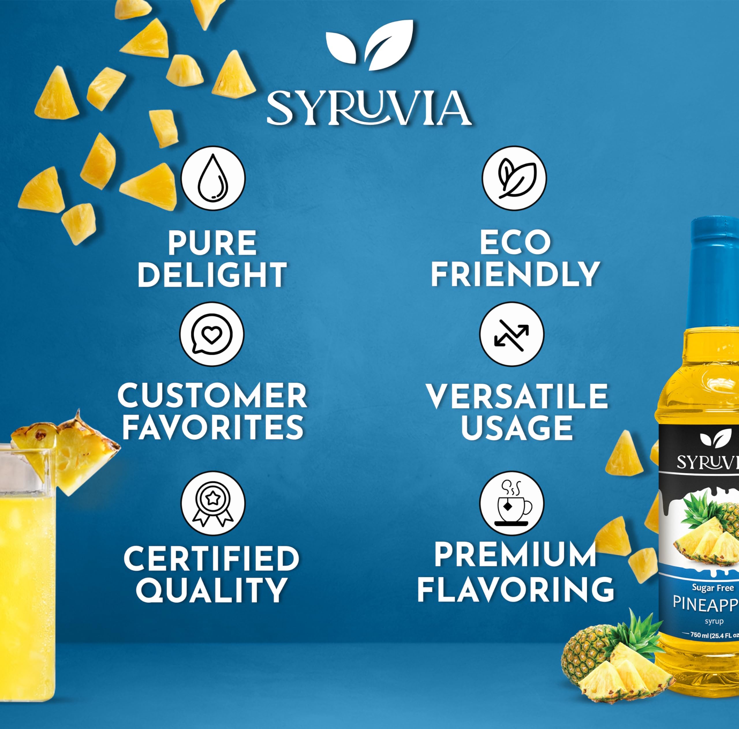 bottle with pineapple and herbs flatlay to show natural-inspired flavor pairing