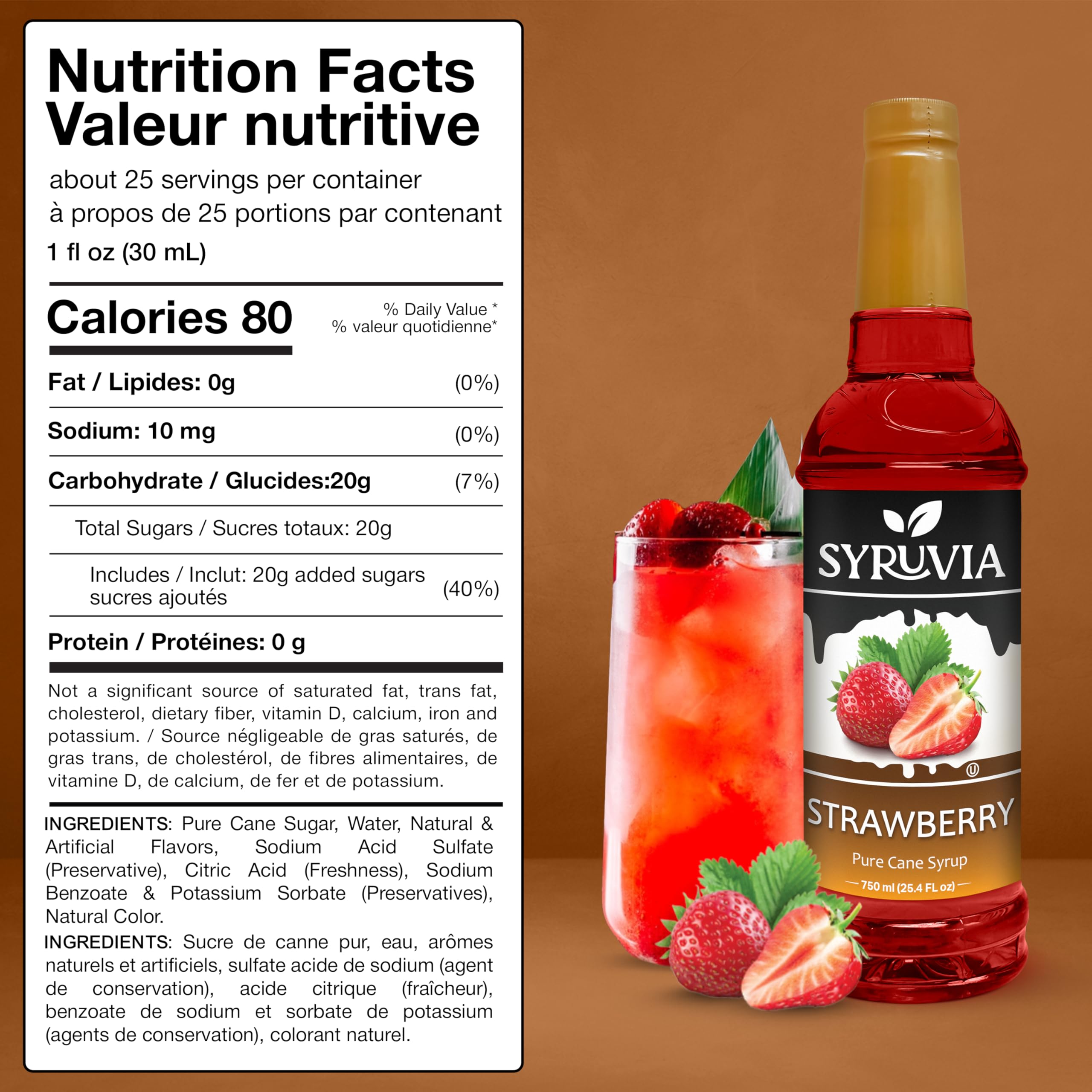SYRUVIA syrup pouring into glass demonstrating easy mixing benefit