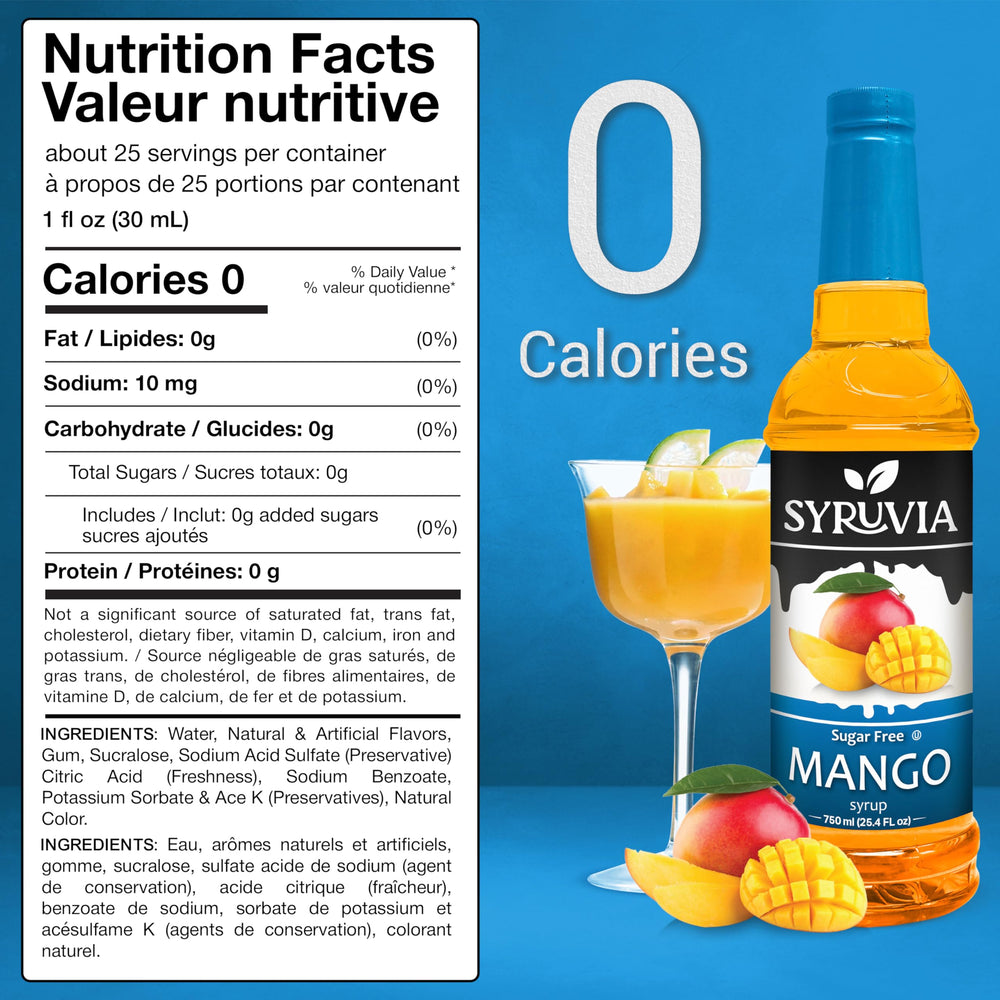 SYRUVIA syrup pour showing smooth mango texture and vibrant color for flavor impact