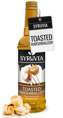 Syruvia front packaging shows toasted marshmallow syrup and clear labeling for easy identification