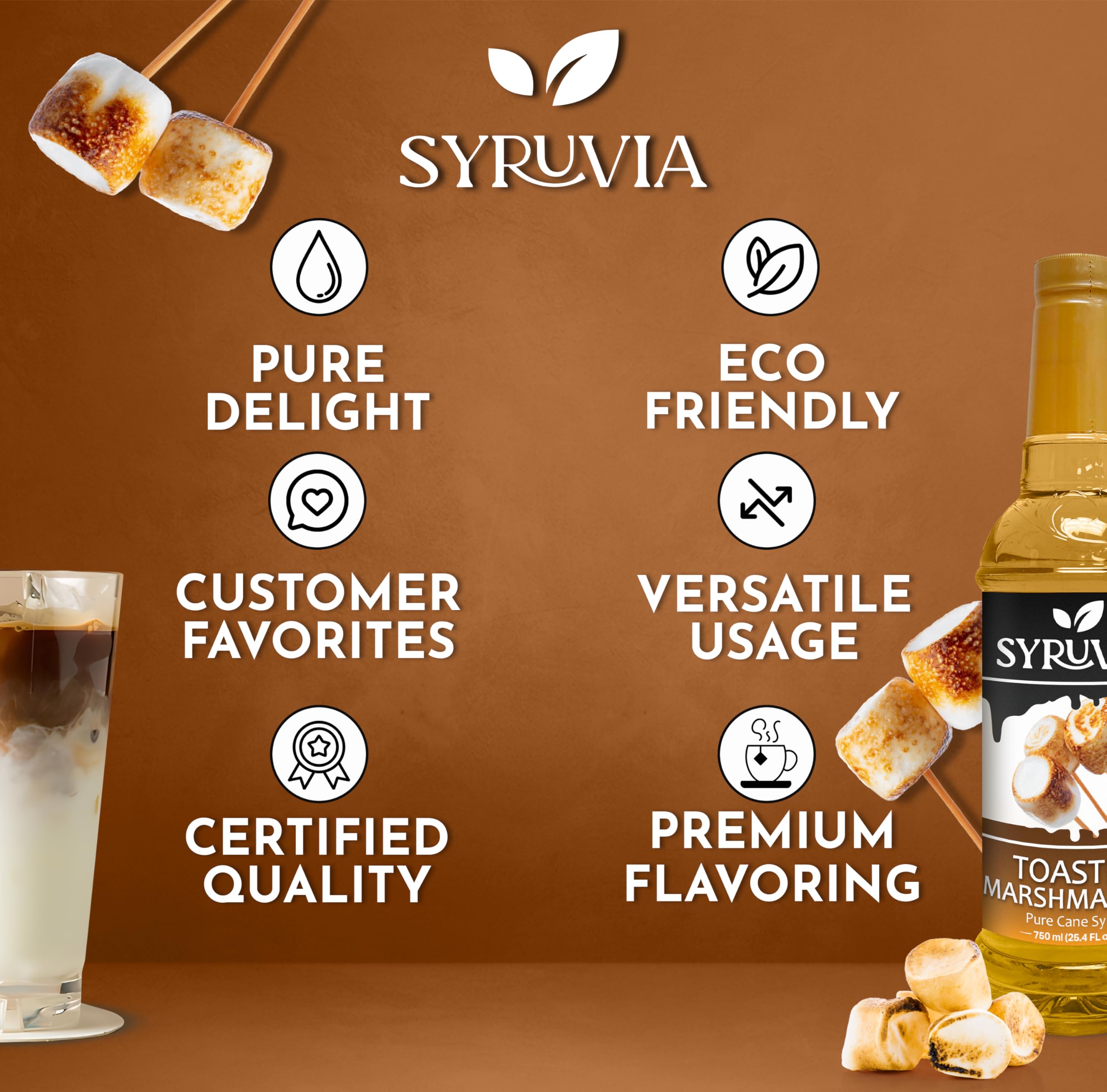 Syruvia label detail highlighting ingredient quality and Kosher certification benefits