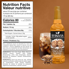 SYRUVIA poured into latte highlighting rich toffee flavor benefit