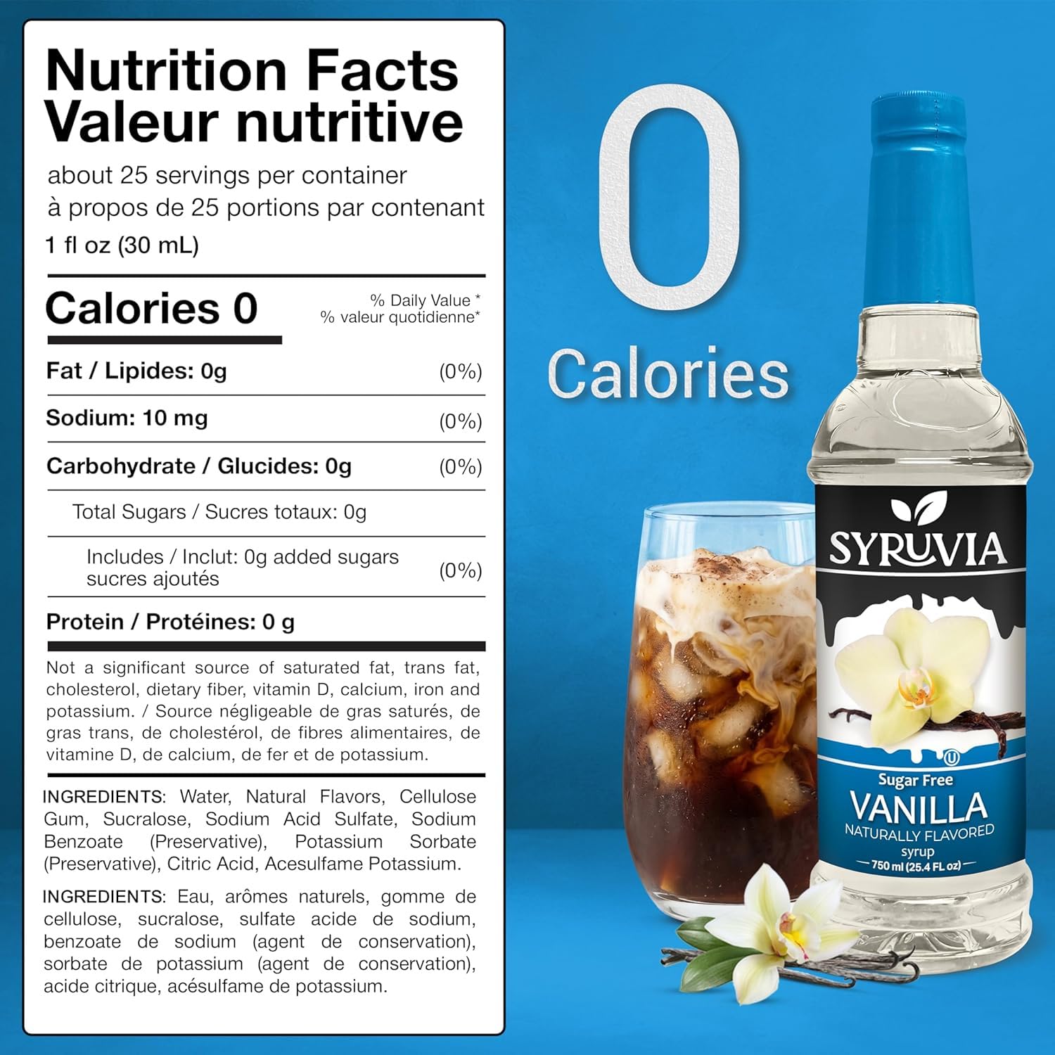 SYRUVIA syrup pouring close-up over spoon highlighting smooth texture and easy dosing