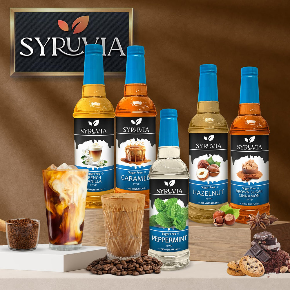 SYRUVIA three-pack of bottles stacked for bulk purchase convenience and value