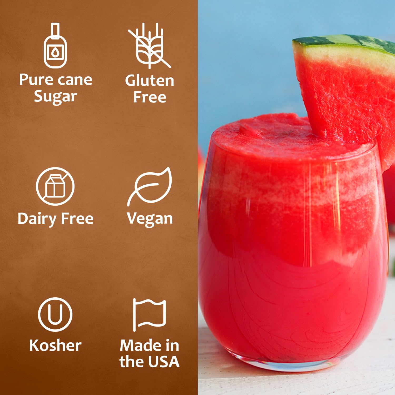 SYRUVIA syrup mixed in a cocktail glass delivering bright watermelon aroma and color