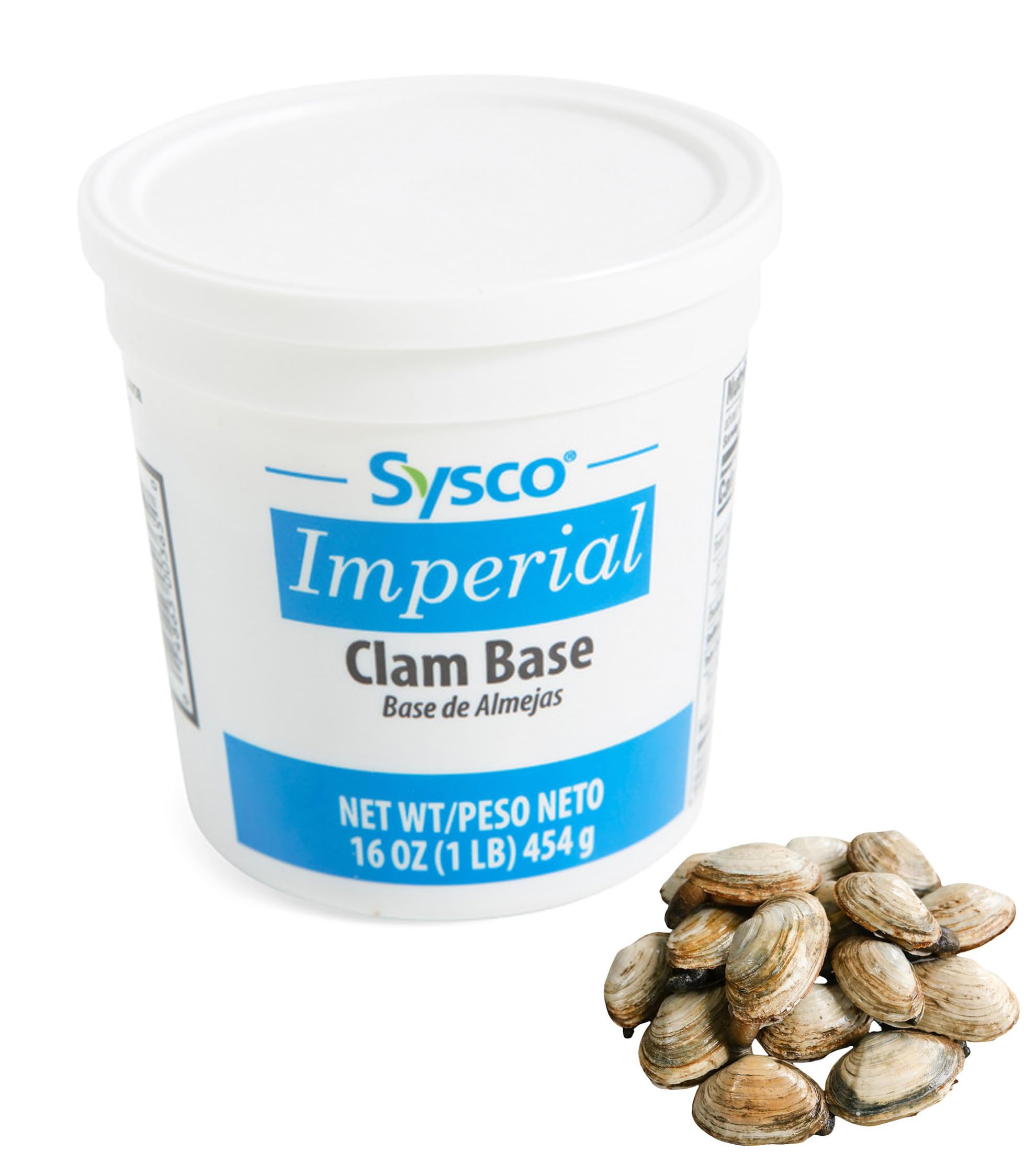 Sysco clam base front package showing label and size for easy identification and storage