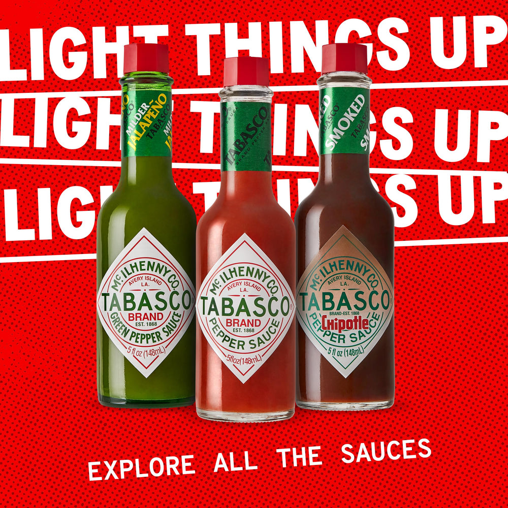 slice of pizza finished with TABASCO showing bright flavor boost