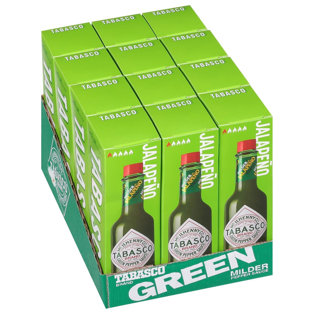 TABASCO green jalapeño front packaging shows bottle and bright flavor