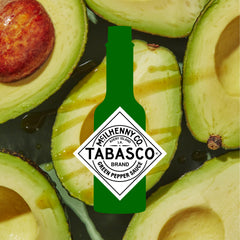 TABASCO green jalapeño label closeup shows ingredients and clean recipe