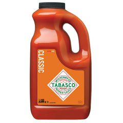 TABASCO 64 oz jug front label showing brand and capacity for bulk use