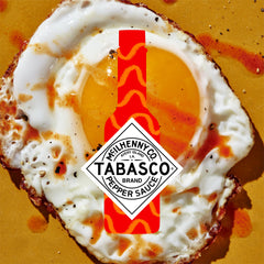 TABASCO bottle label detail displays three-ingredient recipe and vintage design