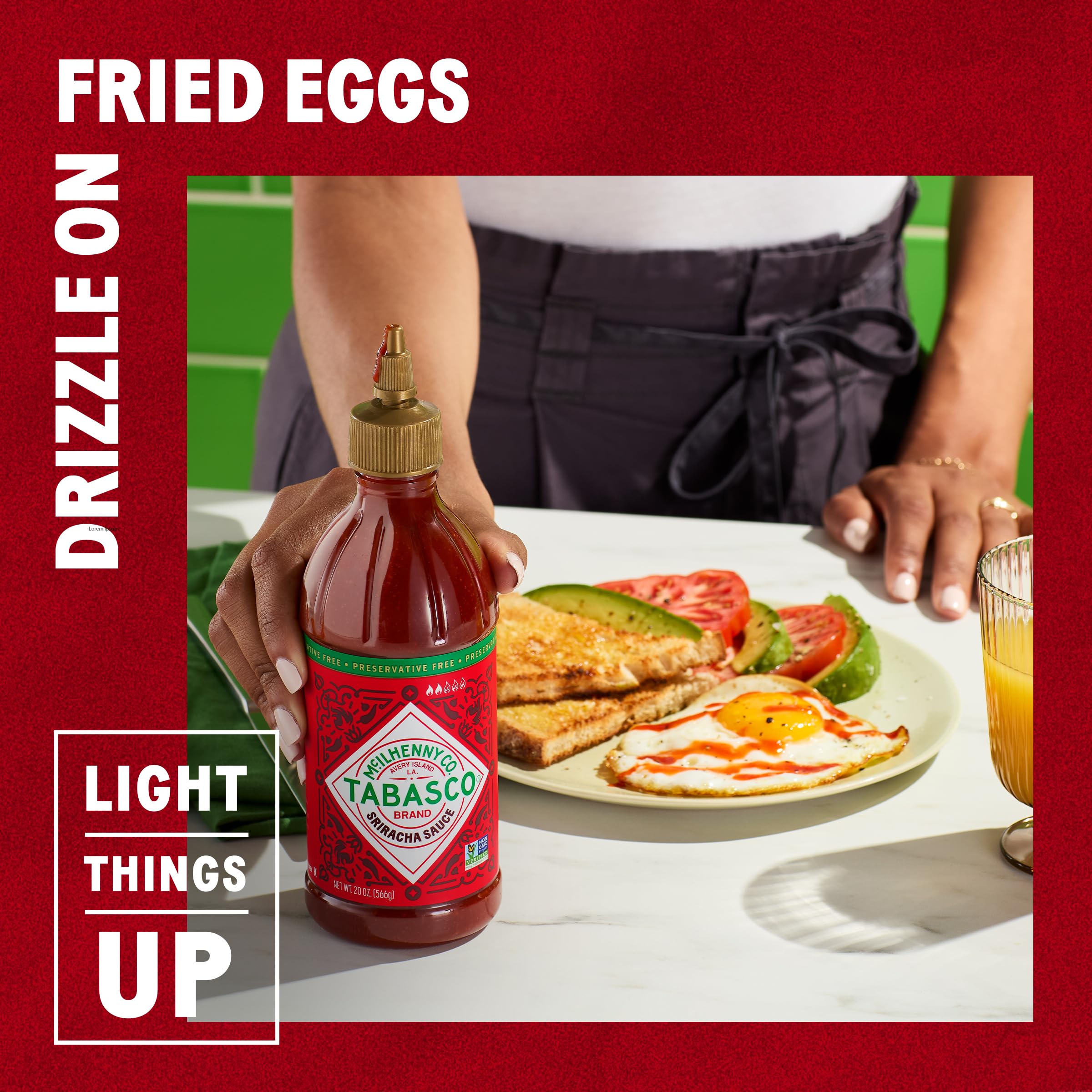 TABASCO sriracha packet next to a coin showing compact 0.21 oz size