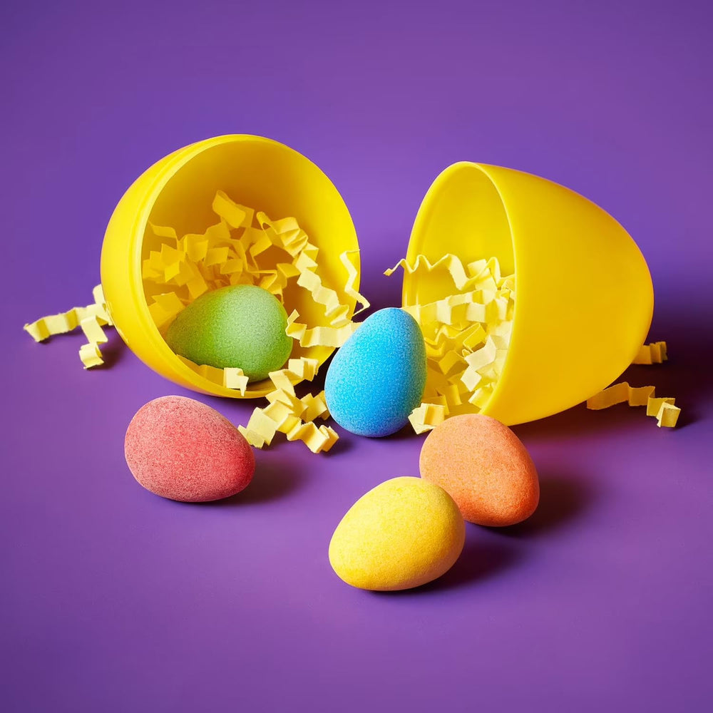 Taboom bag open with spilled eggs on table showing bulk quantity and quick refills