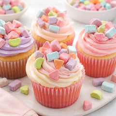Taboom close-up of colorful dehydrated marshmallow bits showing crunchy texture benefit
