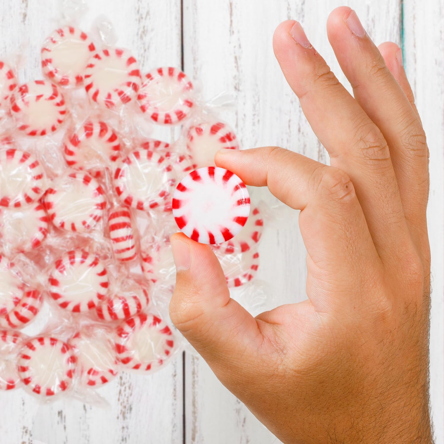 Taboom close-up of peppermint disc texture and color, highlighting crisp mint appeal