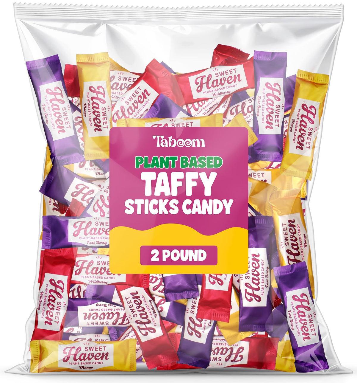 Taboom front bag showing colorful taffy sticks and easy party supply