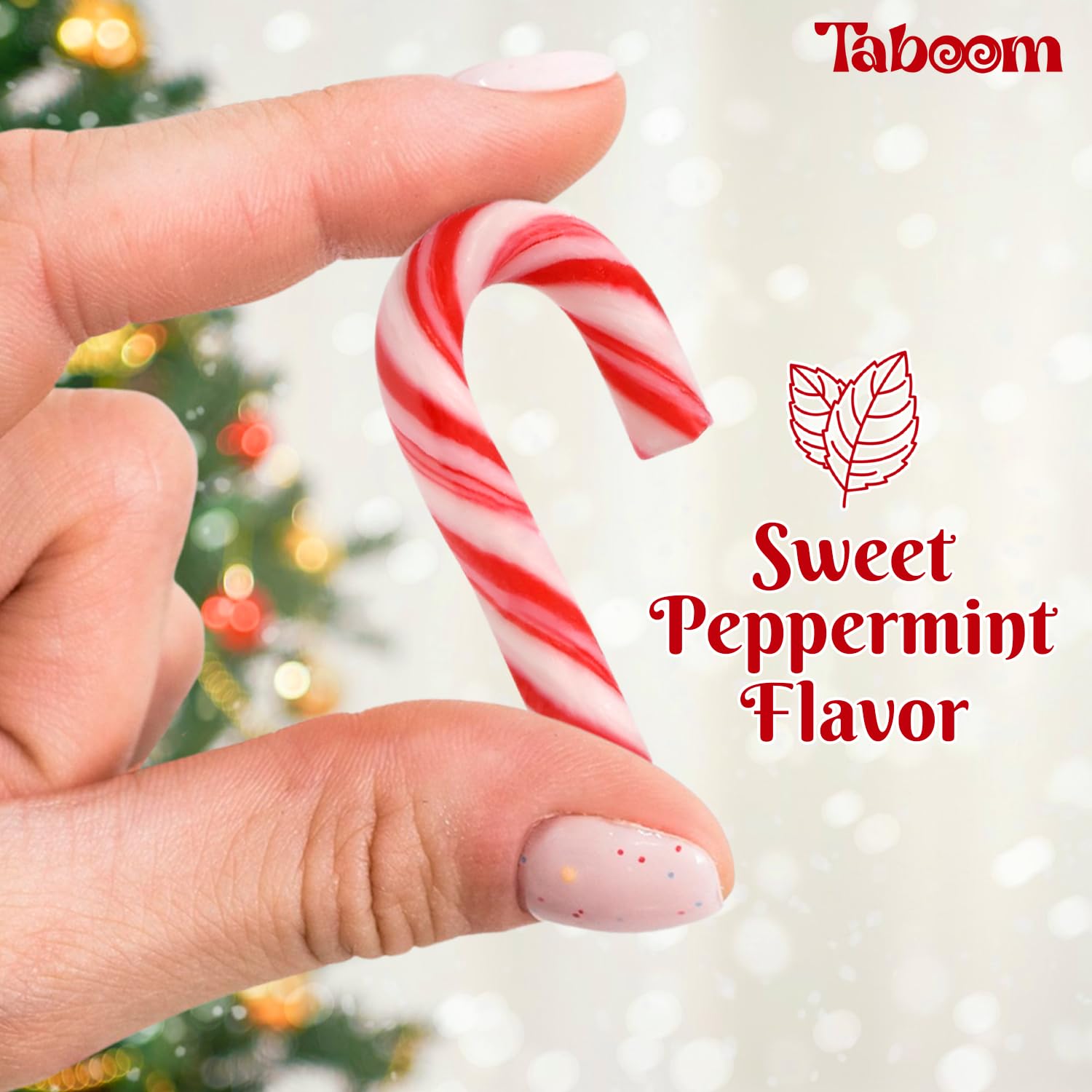 Taboom individually wrapped candy cane detail for hygienic distribution