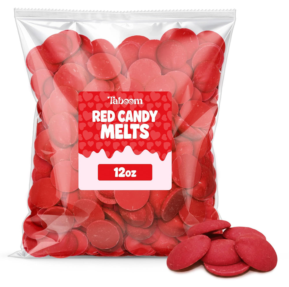 Taboom front packaging showing red wafer melts and product weight benefit of clear labeling