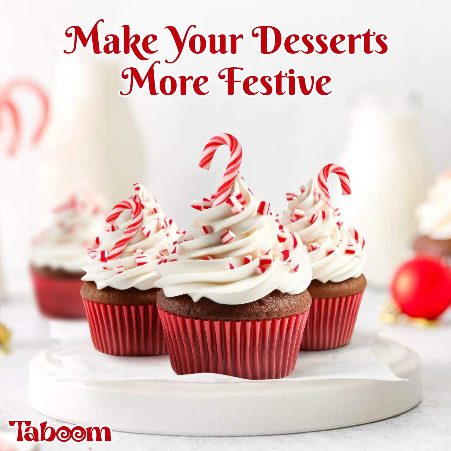 Taboom candy cane next to a coin to show compact size and portioning