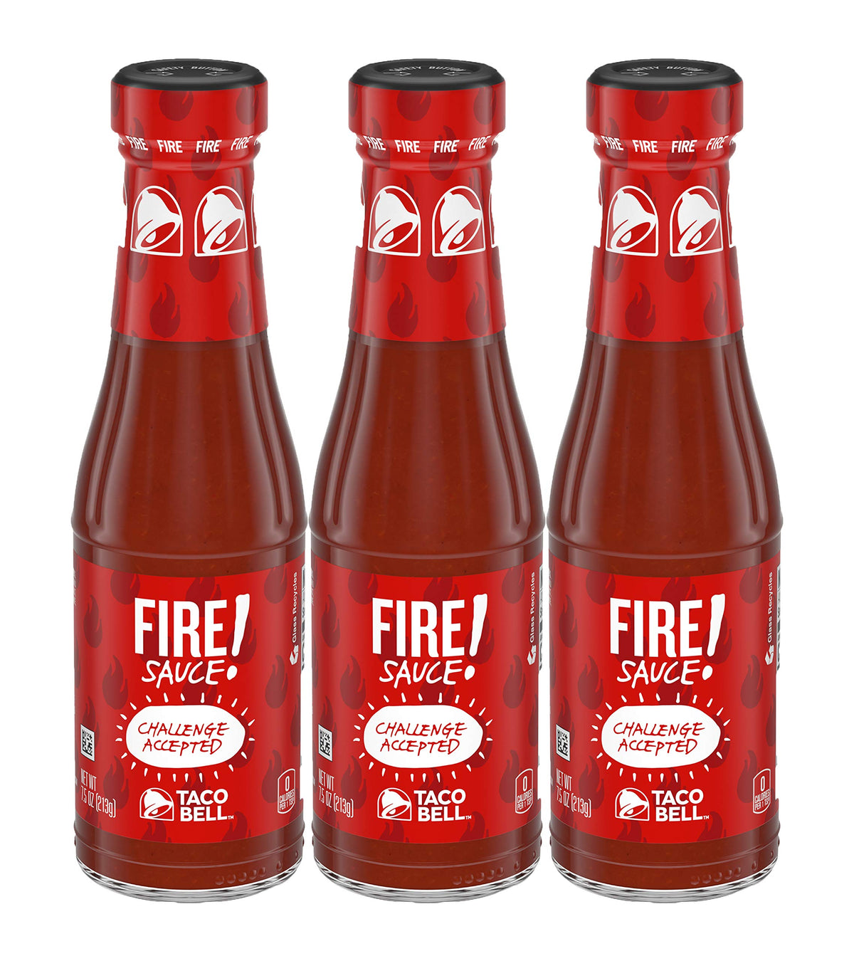 Taco Bell front packaging showing bottle and brand, adds recognizable heat