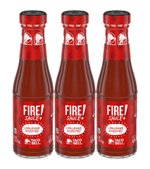 Taco Bell front packaging showing bottle and brand, adds recognizable heat