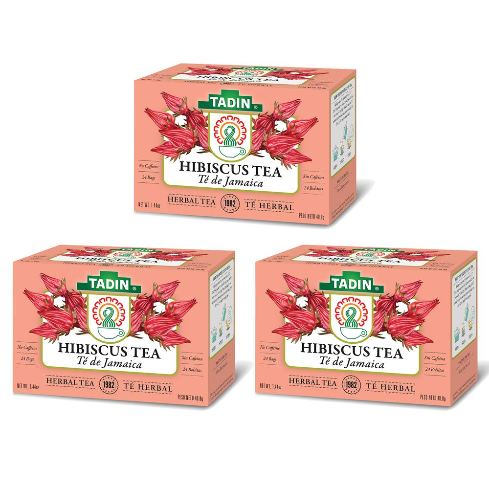 Tadin front packaging showing three boxes and vibrant hibiscus branding, clear shelf-ready look