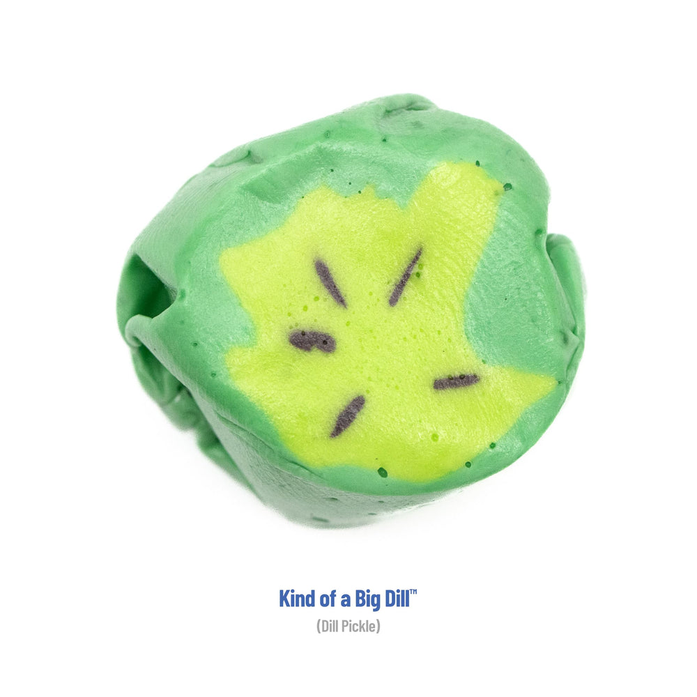 Taffy Shop single individually wrapped dill pickle taffy highlighting portability