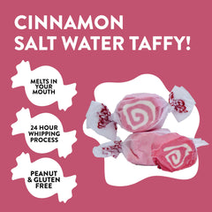 Taffy Town cinnamon individual wraps displayed to show portable pieces