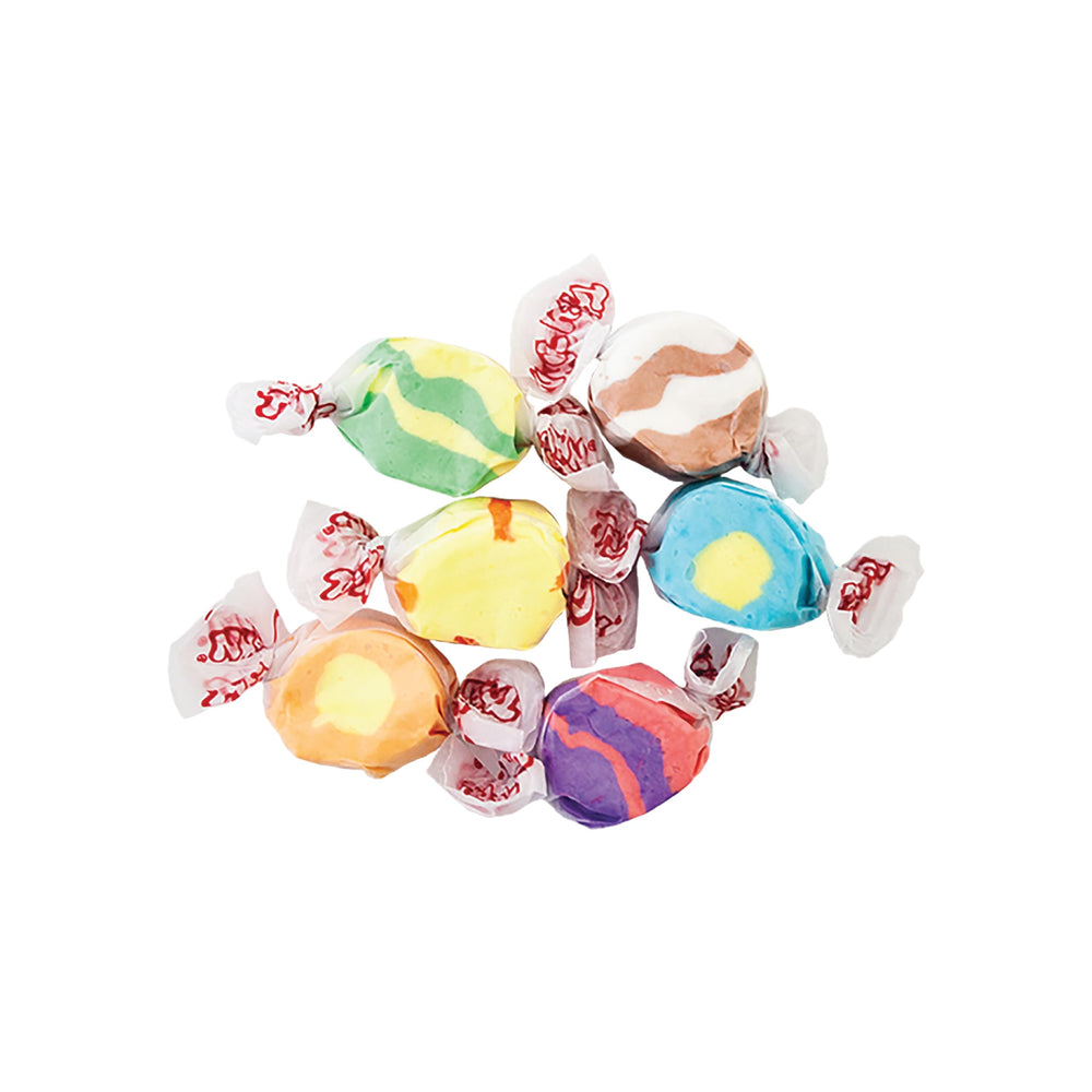 Taffy Town front packaging showing colorful tropical assortment and 5 lb benefit