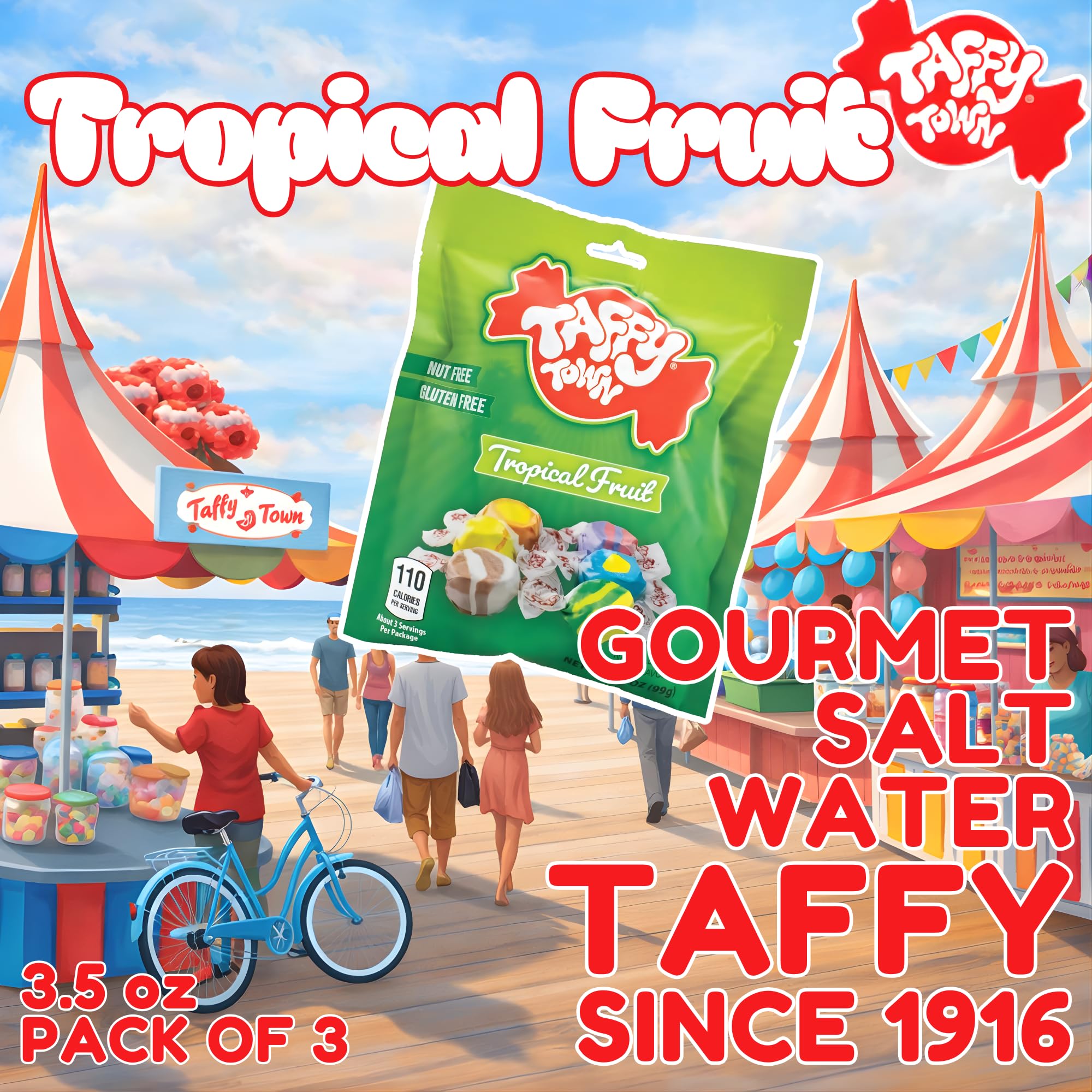 Taffy Town unwrapped taffy texture close detail, soft chewy melt-in-mouth benefit