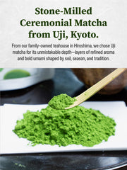 TAGASHIRA CHAHO hand-picked tea leaves in Uji fields conveying careful selection